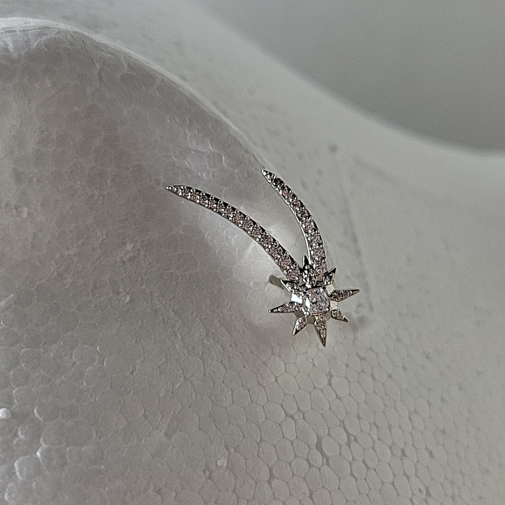 Nadri Starlit Star CZ Climber Earrings - Picture 8 of 10